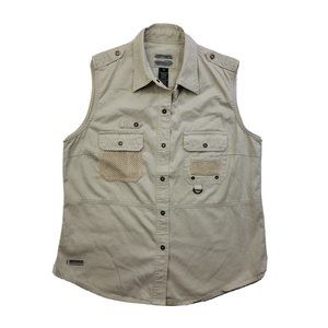 LRL Ralph Lauren Women M Khaki Safari Vest Fly Fishing Cargo Utility VTG Hunting